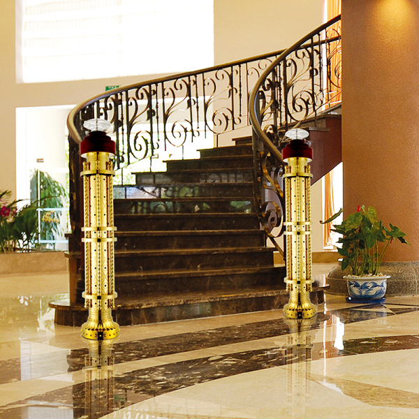 Custom Gloden Decorative Post for Hotel Stair Railing